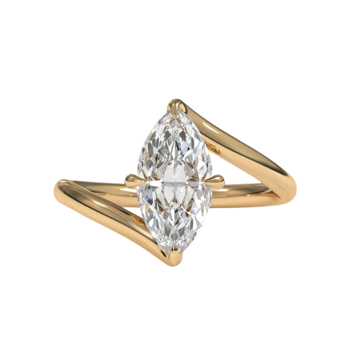 Marquise Diamond Top Bottom Wave Engagement Ring