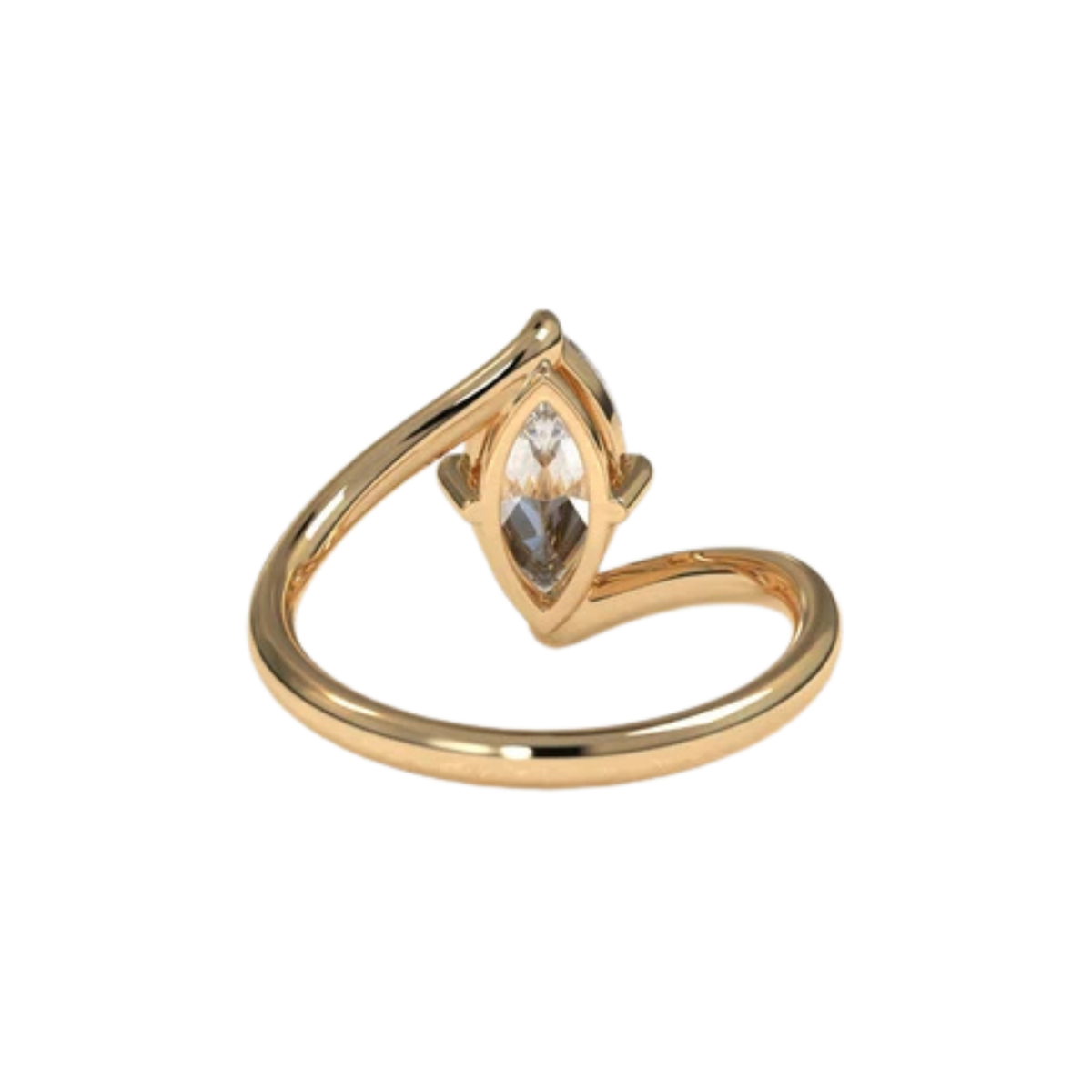 Marquise Diamond Top Bottom Wave Engagement Ring