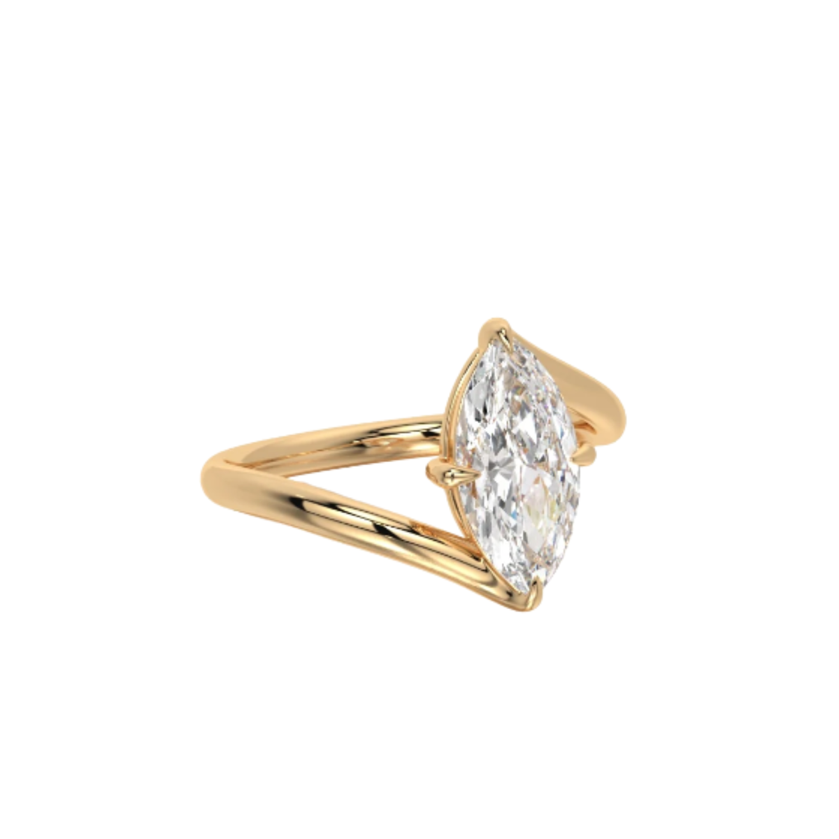Marquise Diamond Top Bottom Wave Engagement Ring