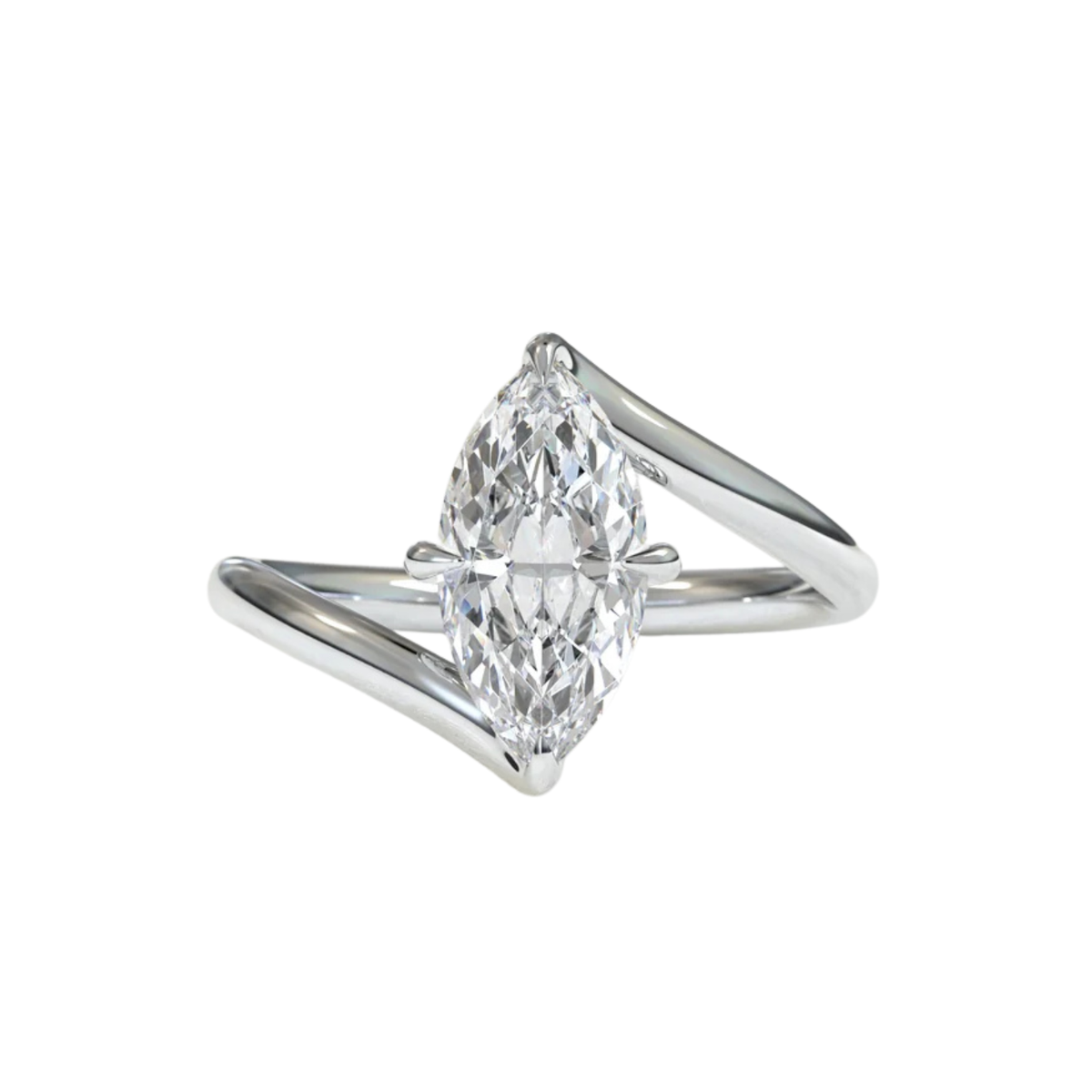 Marquise Diamond Top Bottom Wave Engagement Ring