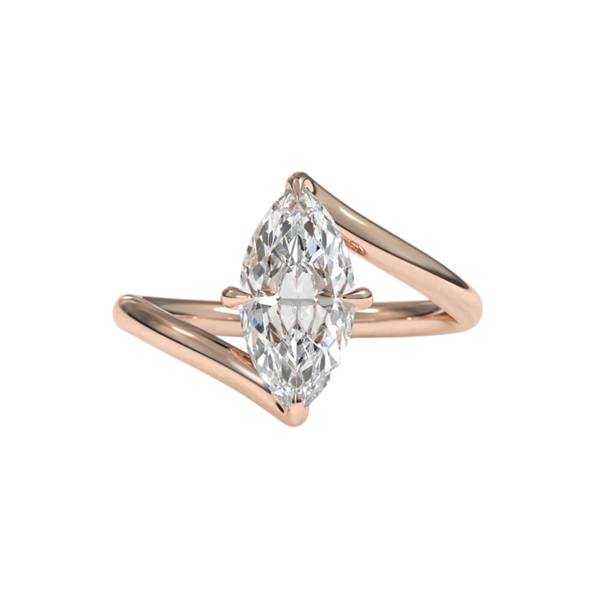 Marquise Diamond Top Bottom Wave Engagement Ring