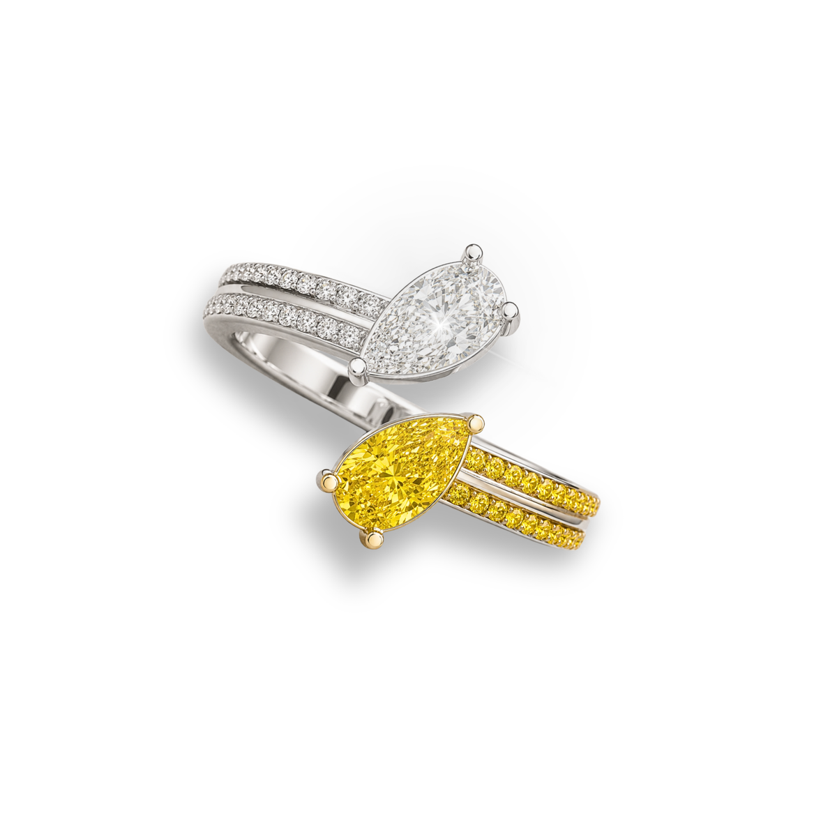 pear lab grown diamond engagement ring in 10k, top view