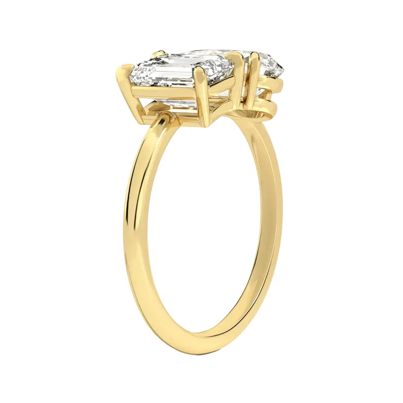 Toi et Moi Emerald and Pear Diamond Engagement Ring