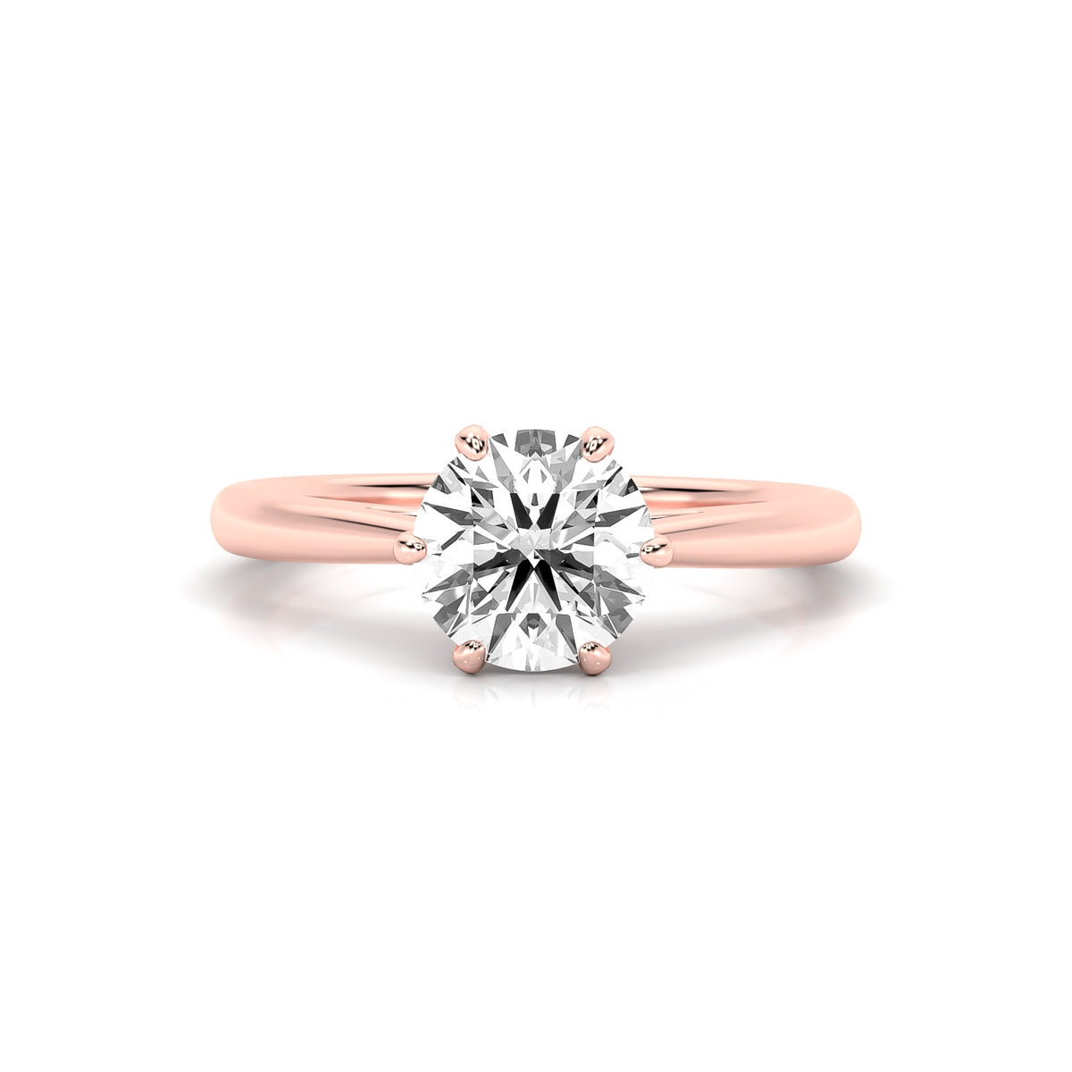 2.00ct Round Cut Lab Grown Solitaire Diamond 6 Claw Prong Engagement Ring 14k Yellow Gold