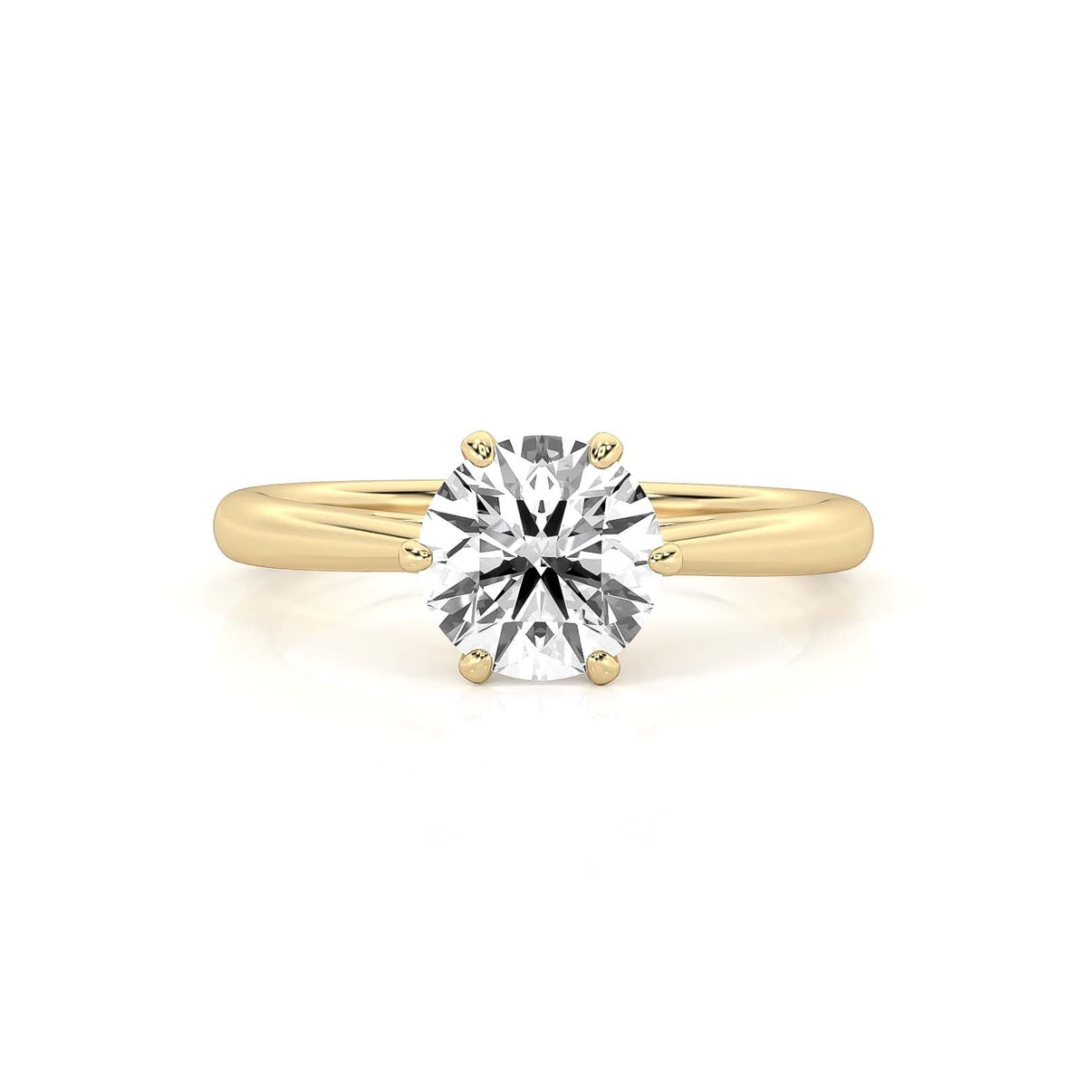 2.00ct Round Cut Lab Grown Solitaire Diamond 6 Claw Prong Engagement Ring 14k Yellow Gold