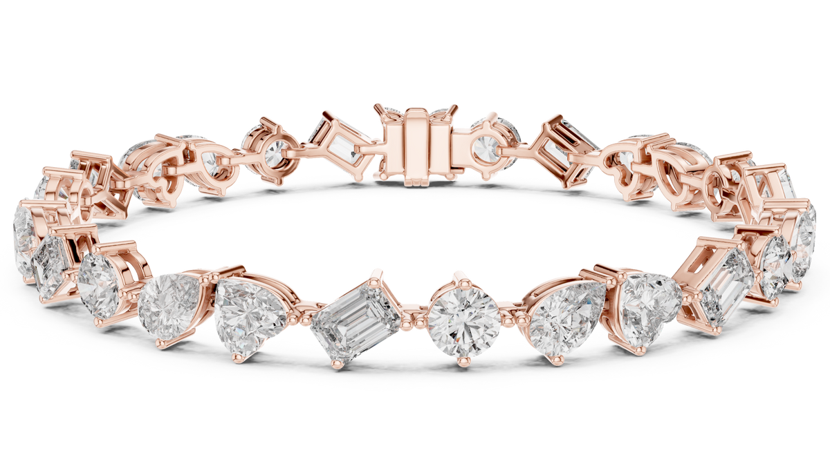 heart lab grown diamond bracelet in metal, on-hand