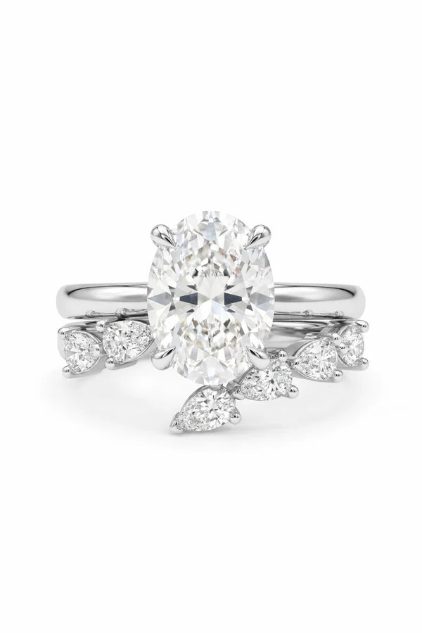 2ct Pear Cut Cluster Enhancer Ring Anniversary Promise Ring Set