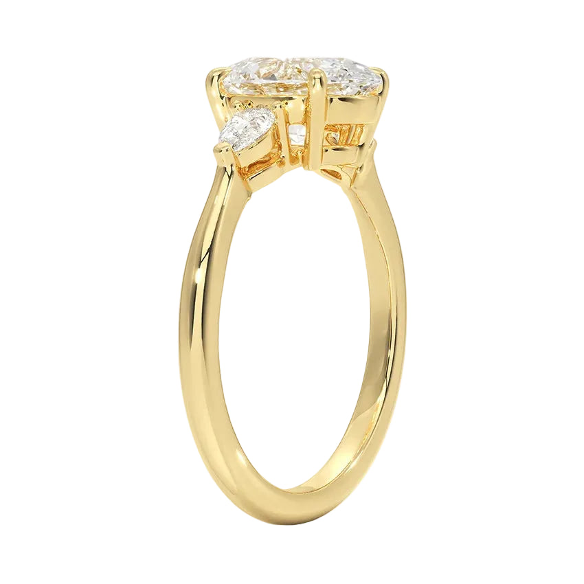 oval lab grown diamond engagement ring in 14k, top view