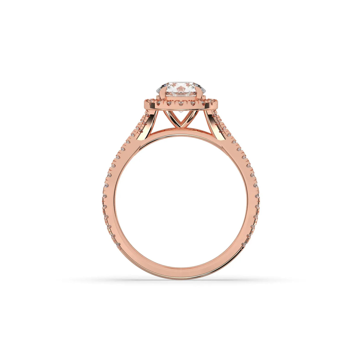 Round Halo Engagement Ring Lab Diamond - Double Halo & Split Shank Pavé (Twist) Ring