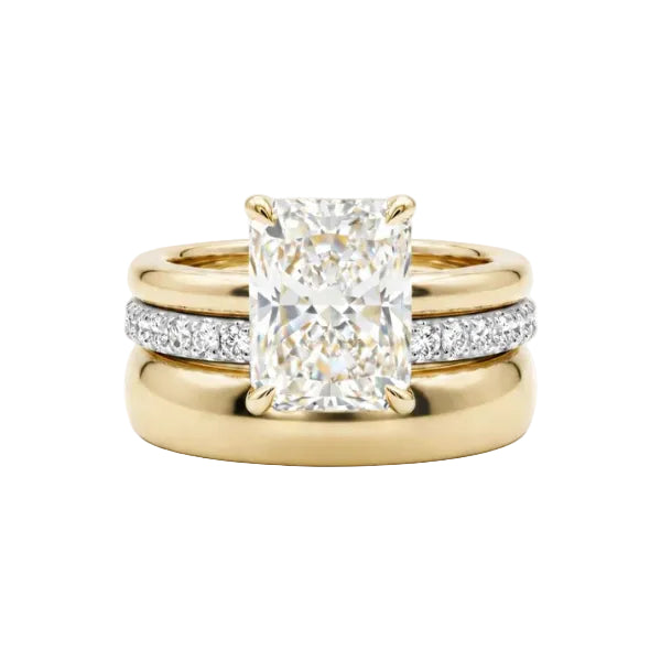 2ct Radiant Cut Lab Grown Diamond The Trilogy Mixed Metal Stack 3 Ring set