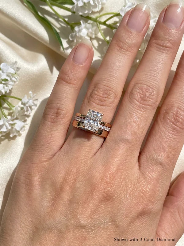 2ct Radiant Cut Lab Grown Diamond The Trilogy Mixed Metal Stack 3 Ring set