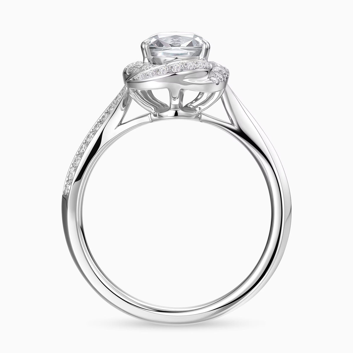 Lab-Grown Pear Halo Pavé Engagement Ring