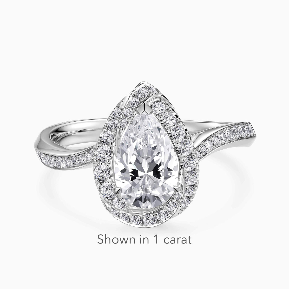 Lab-Grown Pear Halo Pavé Engagement Ring