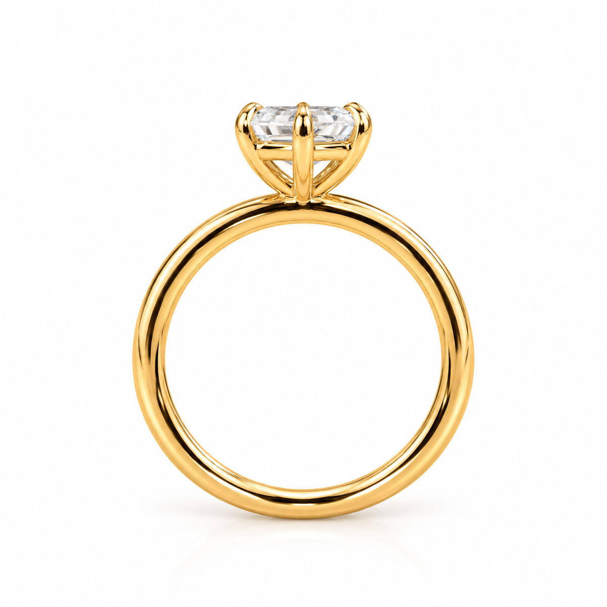 marquise lab grown diamond engagement ring in gold, top view