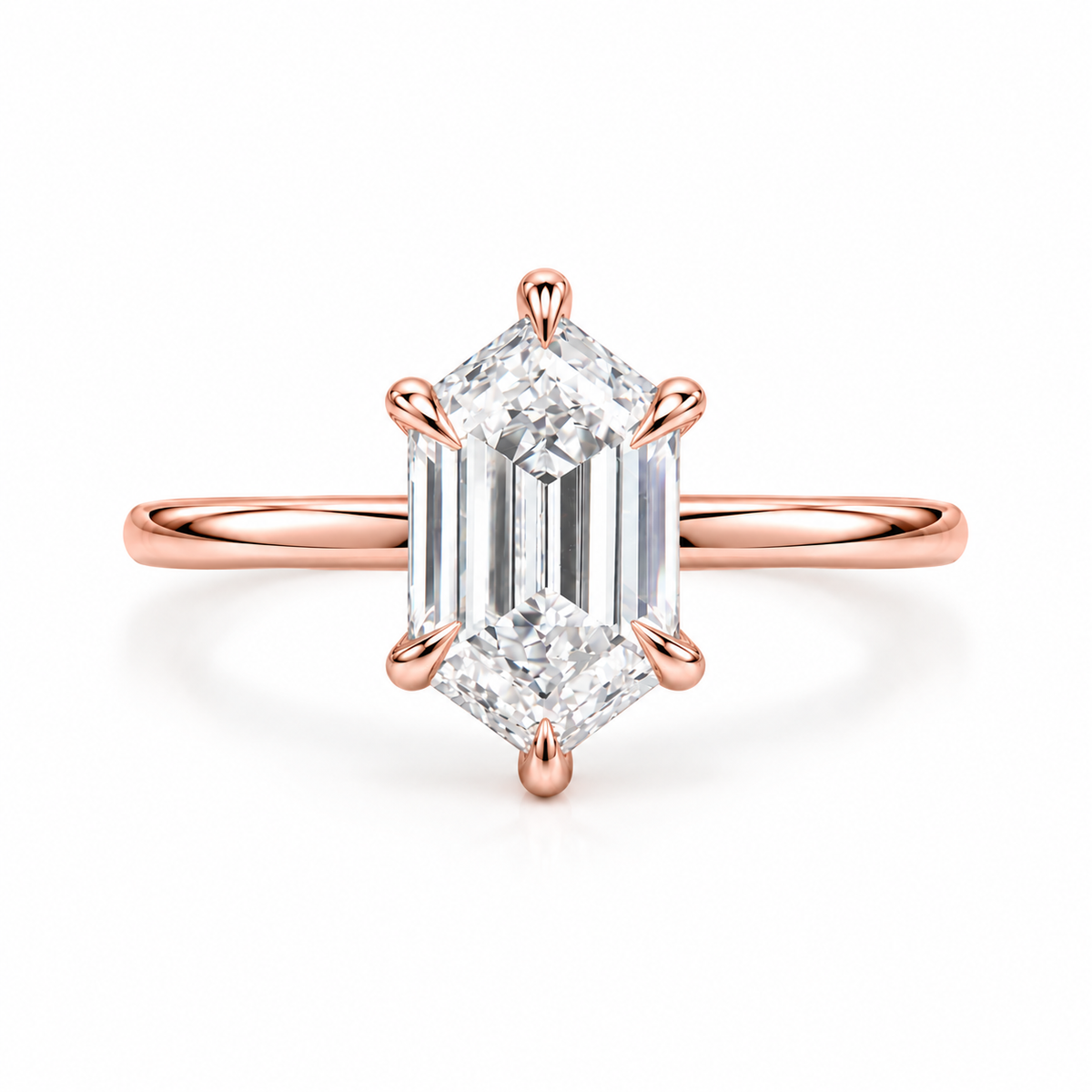 marquise lab grown diamond engagement ring in gold, detail of the setting
