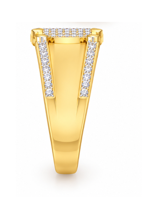 Men's Hip Hop Square-Cut Lab-Grown Diamond & Moissanite Iced-Out Signet Ring