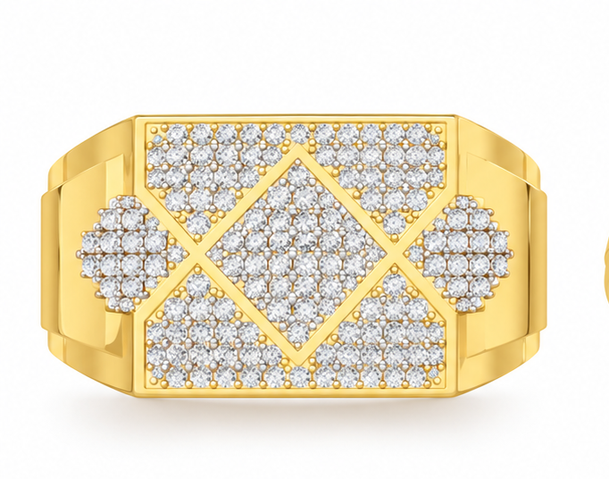 Men's Geometric Hip Hop Lab Grown Diamond & Moissanite Signet Ring