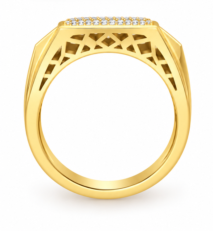 Men's Geometric Hip Hop Lab Grown Diamond & Moissanite Signet Ring