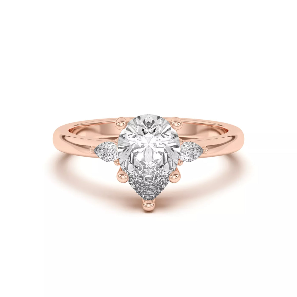 Meredith Pear Accent Three-Stone Lab-Grown Diamond & Moissanite Engagement Ring