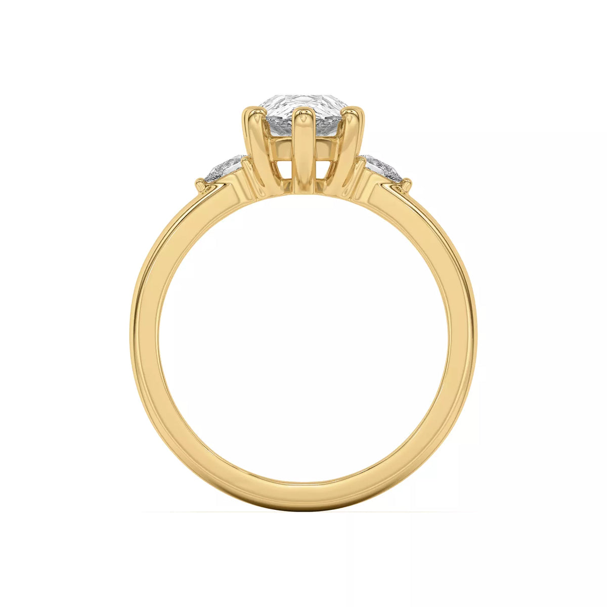 Meredith Pear Accent Three-Stone Lab-Grown Diamond & Moissanite Engagement Ring
