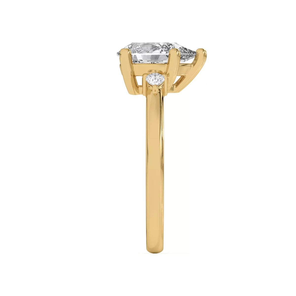 Meredith Pear Accent Three-Stone Lab-Grown Diamond & Moissanite Engagement Ring