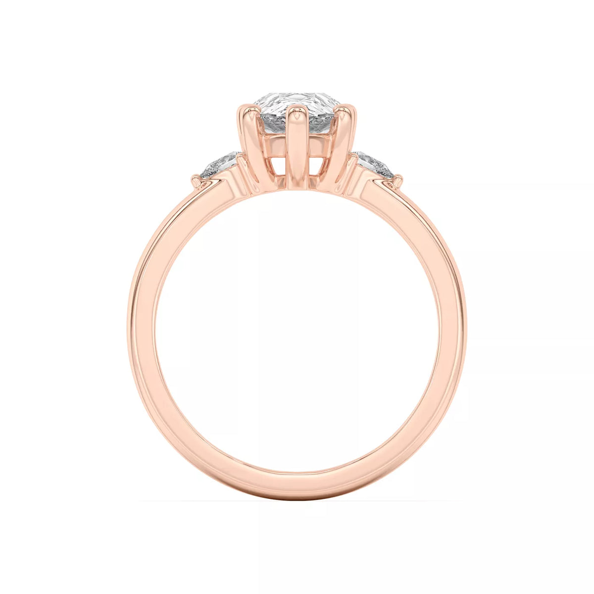 Meredith Pear Accent Three-Stone Lab-Grown Diamond & Moissanite Engagement Ring