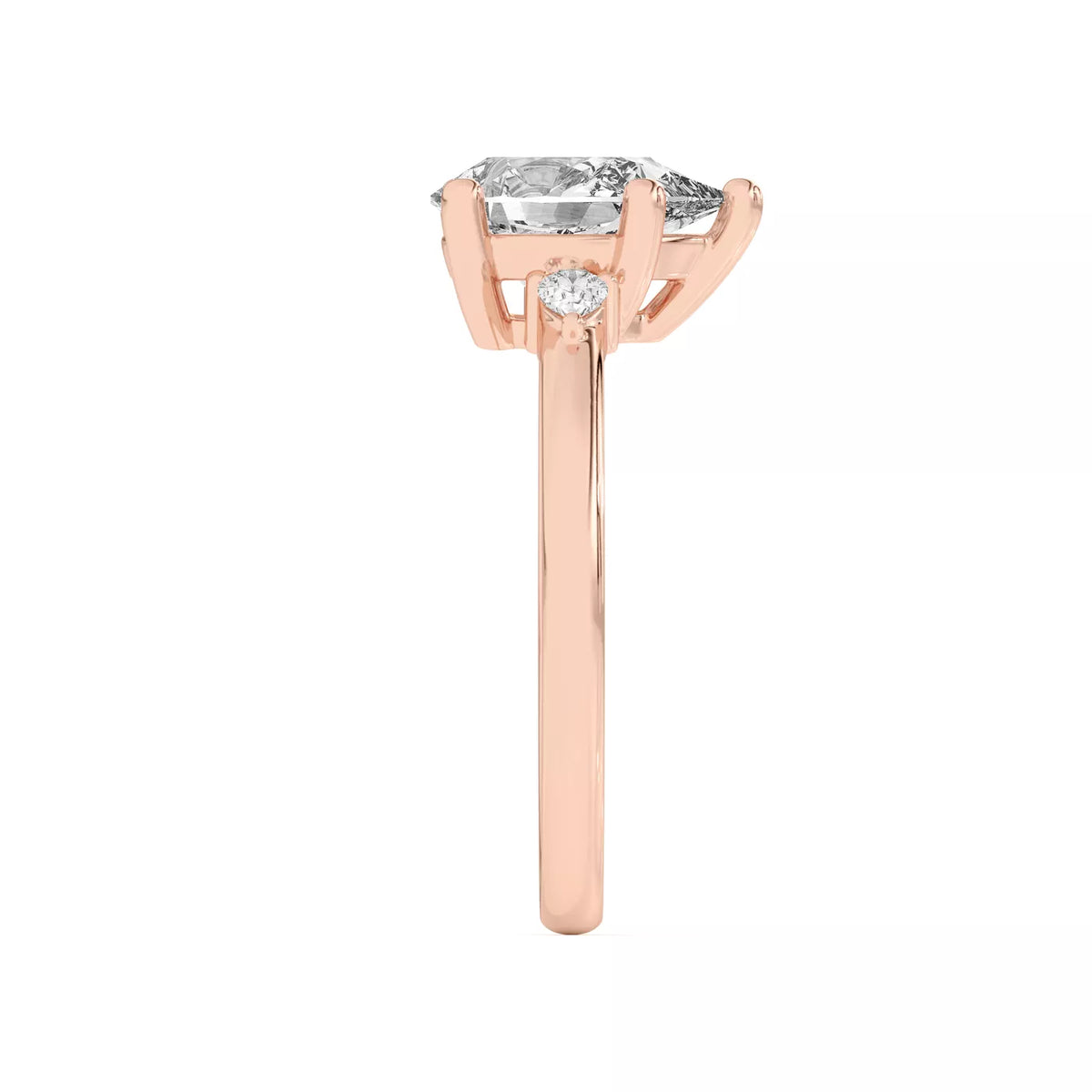 Meredith Pear Accent Three-Stone Lab-Grown Diamond & Moissanite Engagement Ring