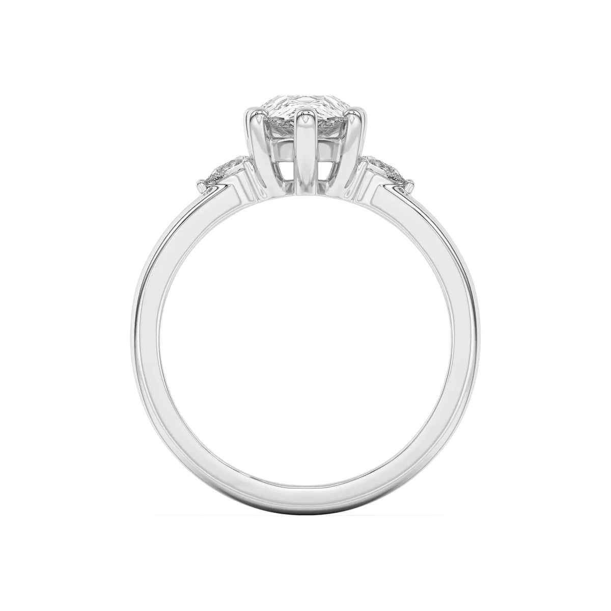 Meredith Pear Accent Three-Stone Lab-Grown Diamond & Moissanite Engagement Ring