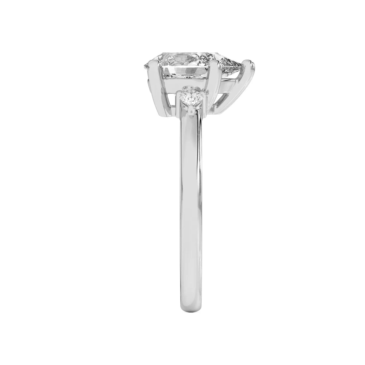 Meredith Pear Accent Three-Stone Lab-Grown Diamond & Moissanite Engagement Ring