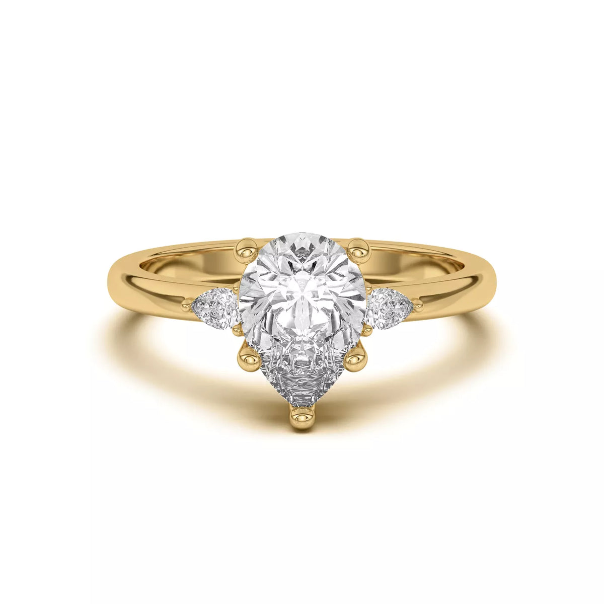 Meredith Pear Accent Three-Stone Lab-Grown Diamond & Moissanite Engagement Ring