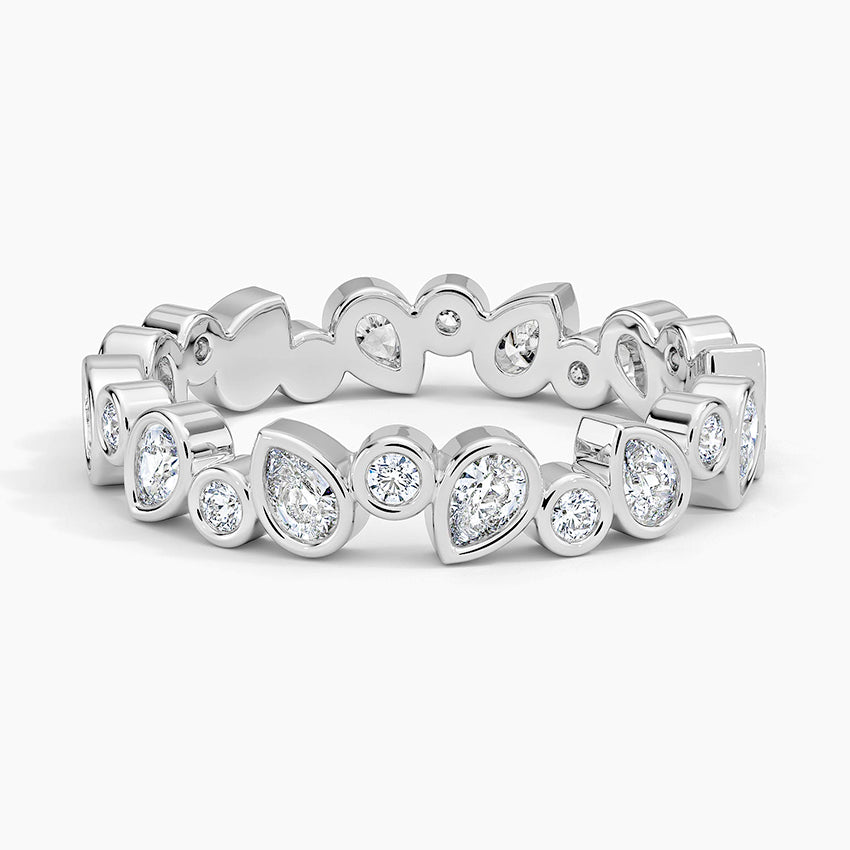 pear lab grown diamond wedding band in 18k gold, side profile