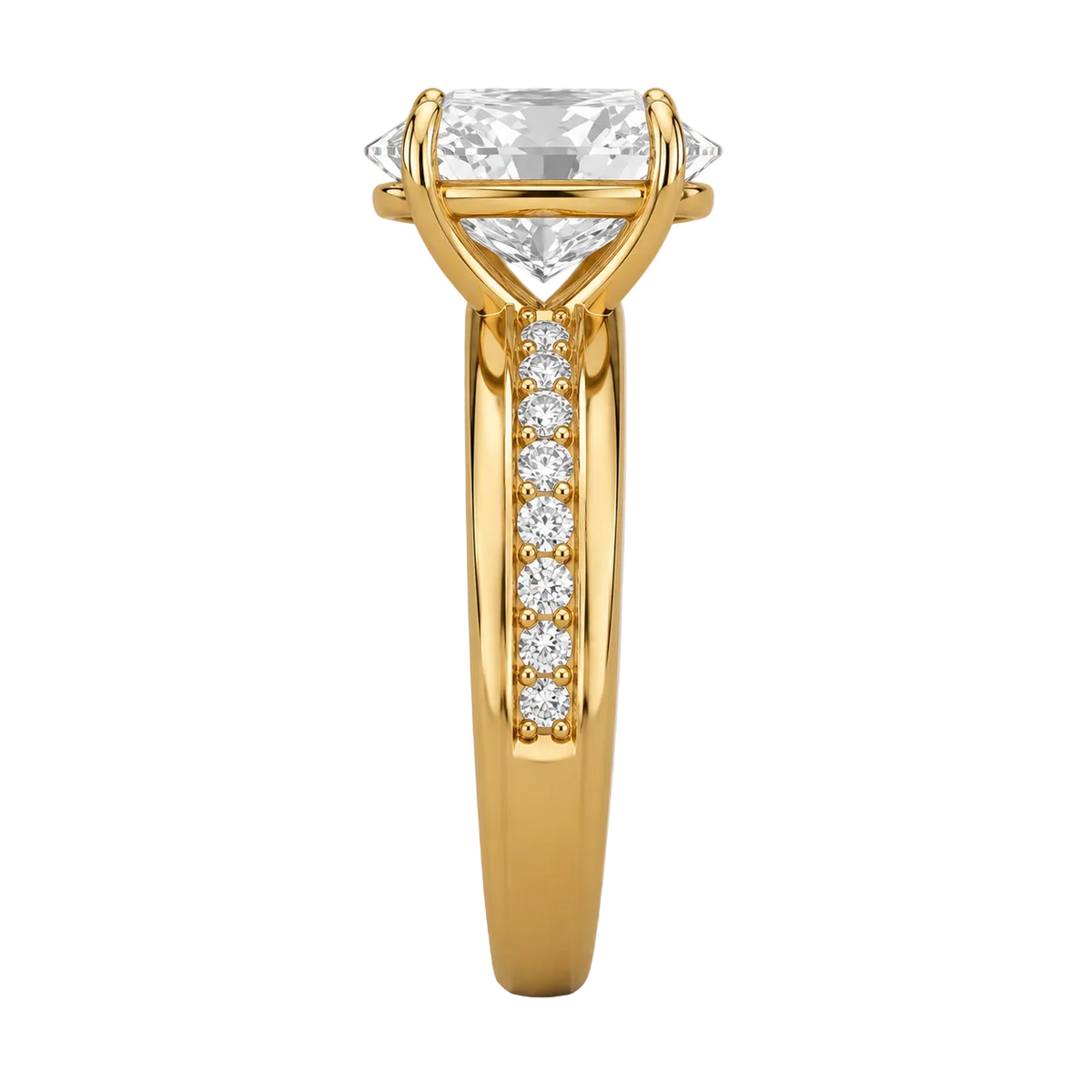 Oval Cut Lab Grown Diamond & Moissanite Pavé Engagement Ring