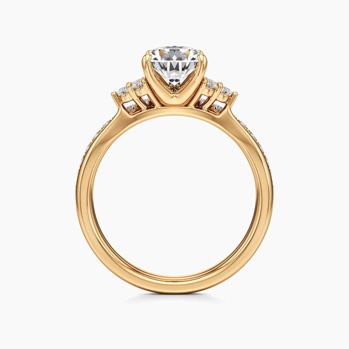 pear lab grown diamond stackable ring in 14K, side profile