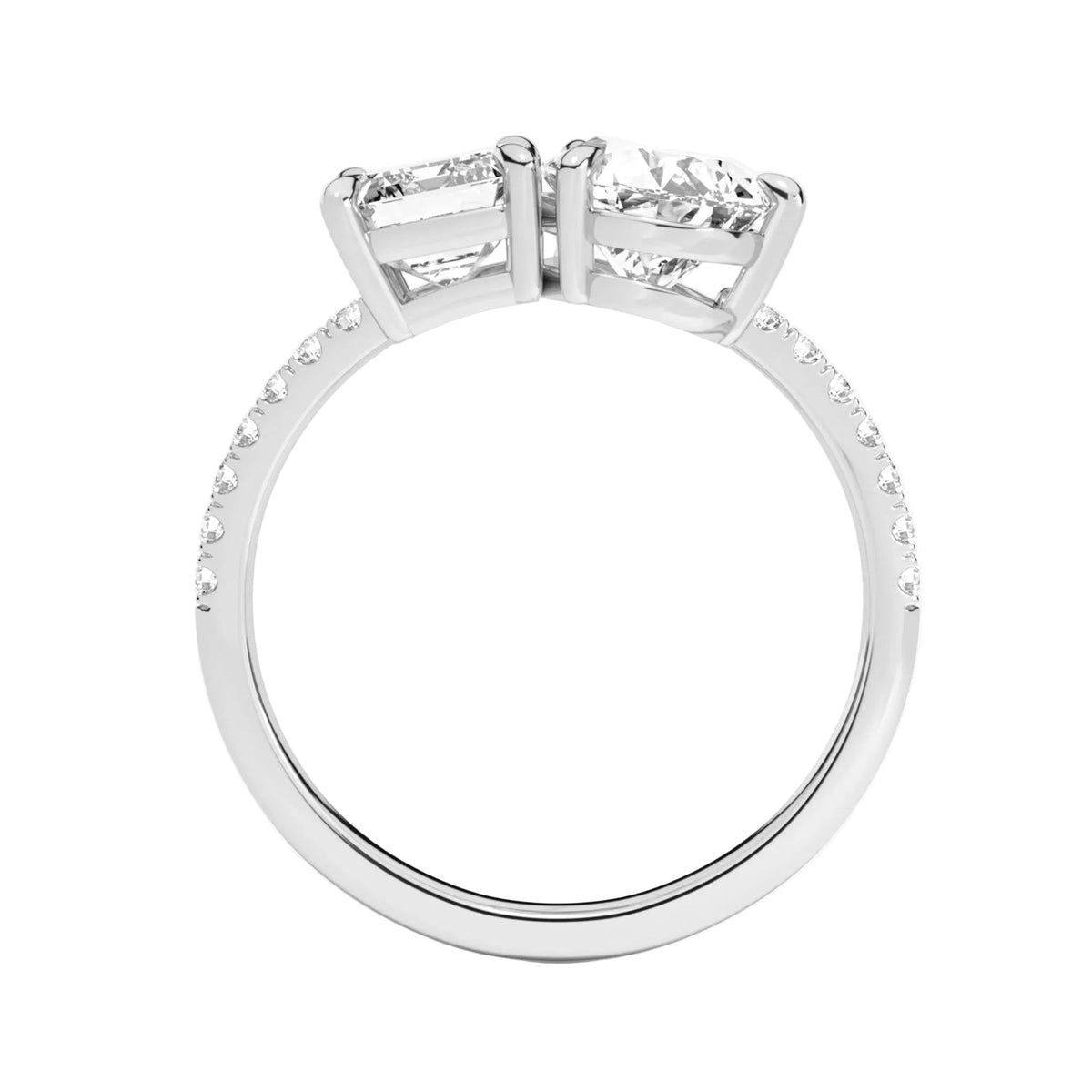 Toi et Moi Emerald and Pear Accented Diamond Engagement Ring