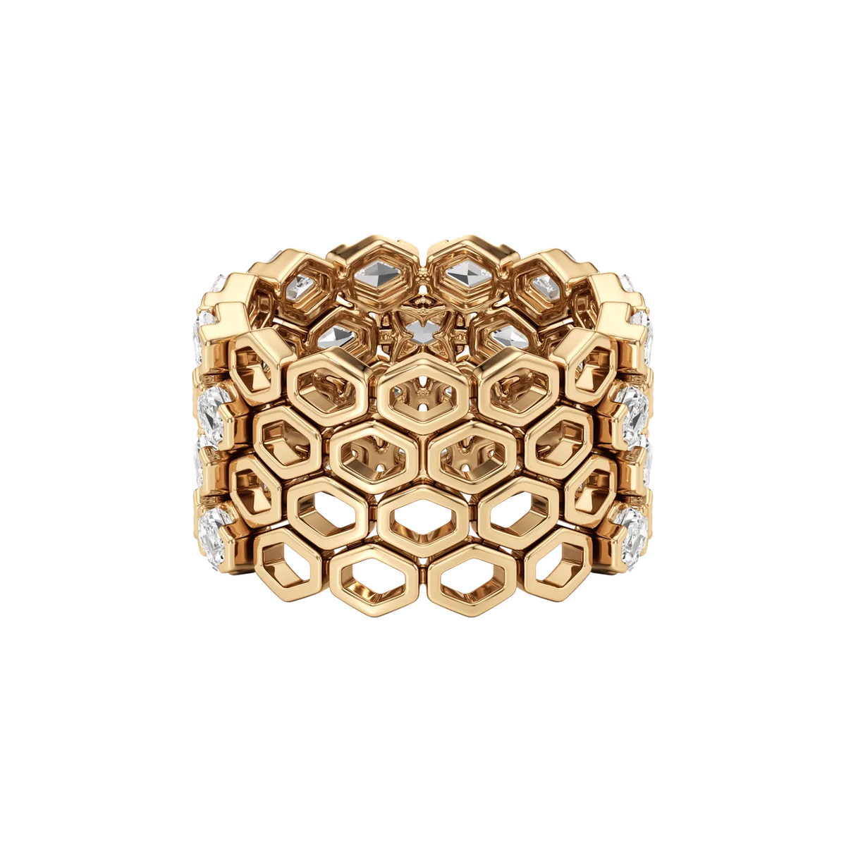 Hexagon Lab-Grown Diamond & Moissanite Half Eternity Band Ring