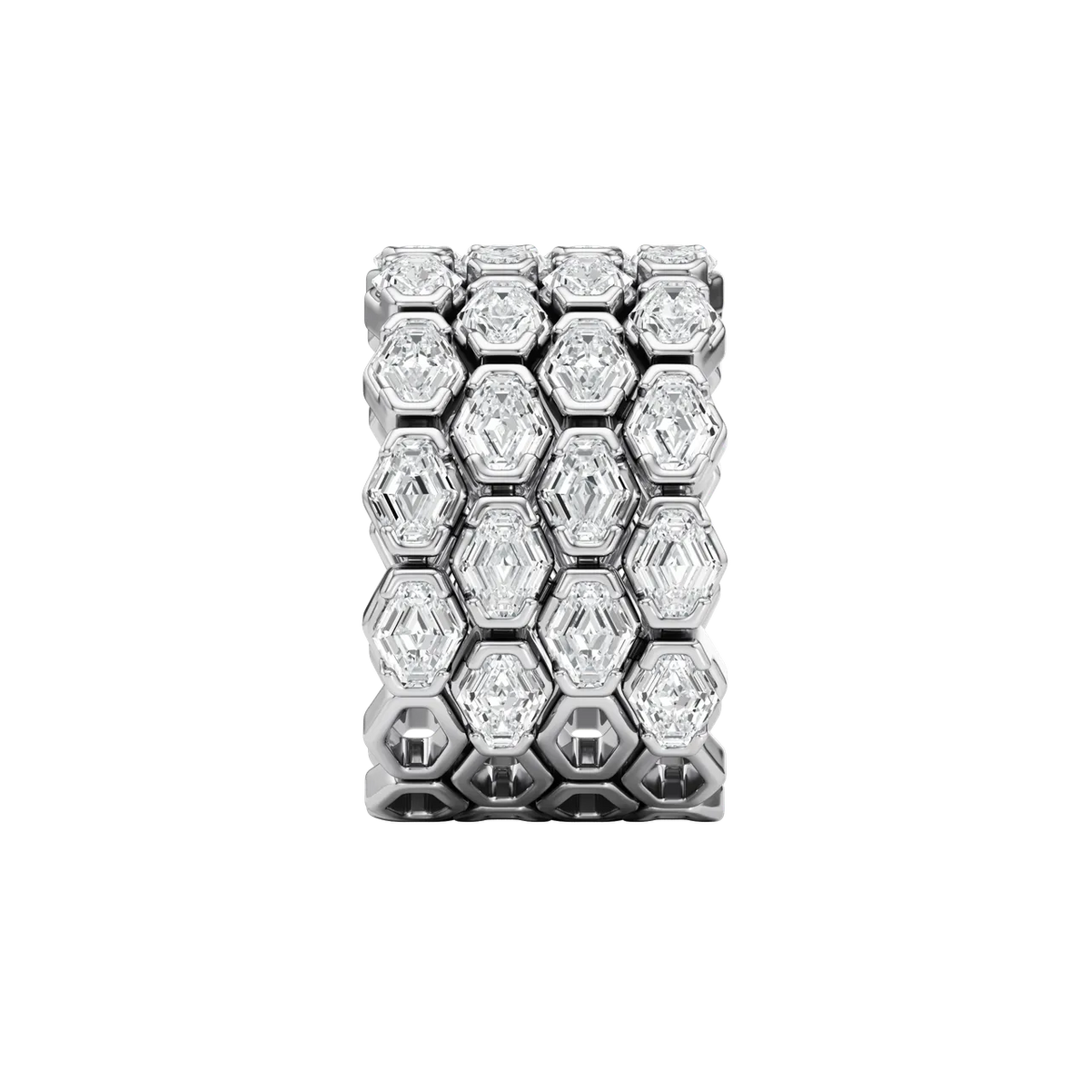 Hexagon Lab-Grown Diamond & Moissanite Half Eternity Band Ring