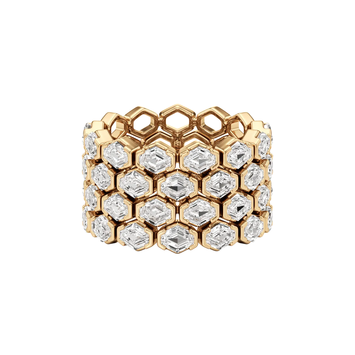Hexagon Lab-Grown Diamond & Moissanite Half Eternity Band Ring