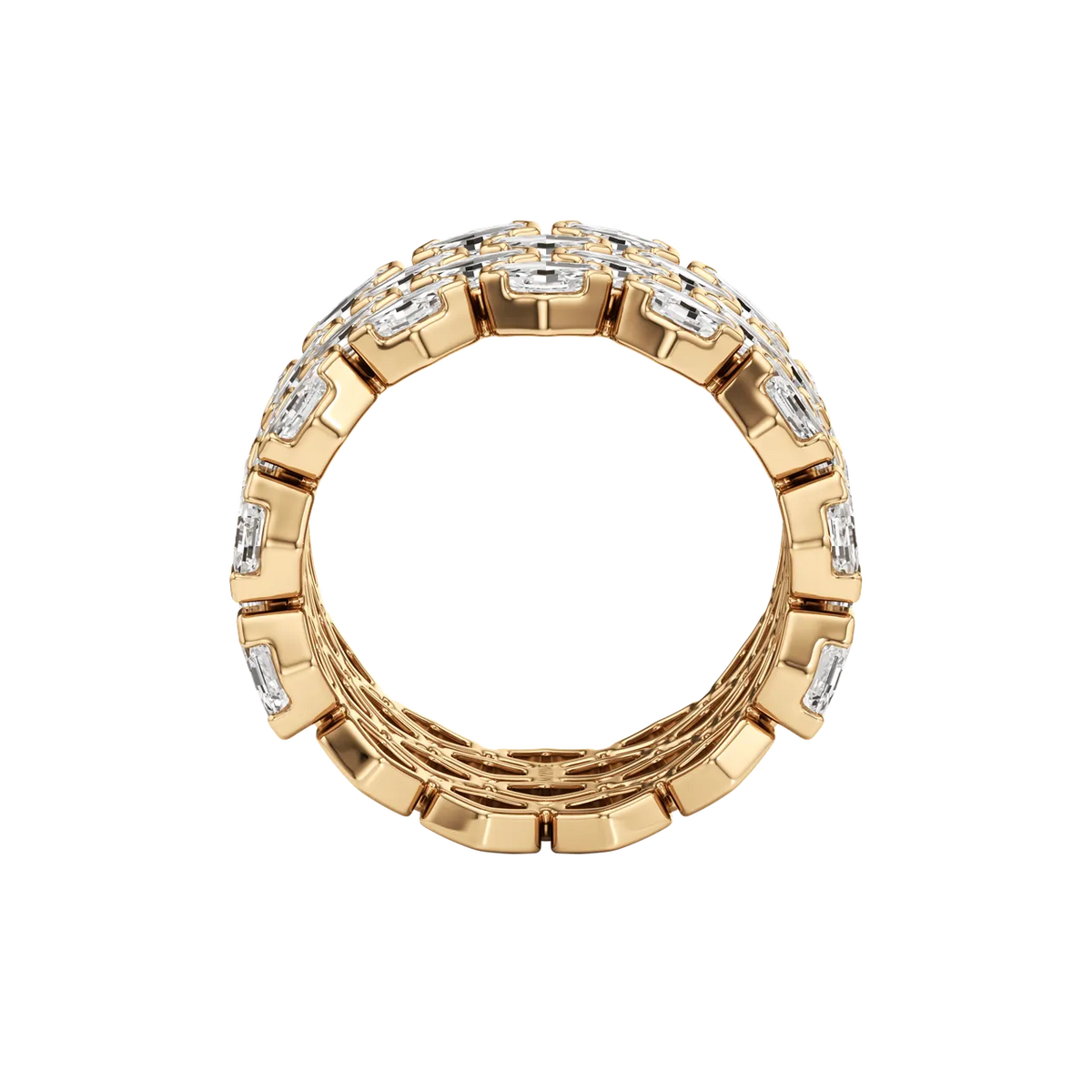 Hexagon Lab-Grown Diamond & Moissanite Half Eternity Band Ring