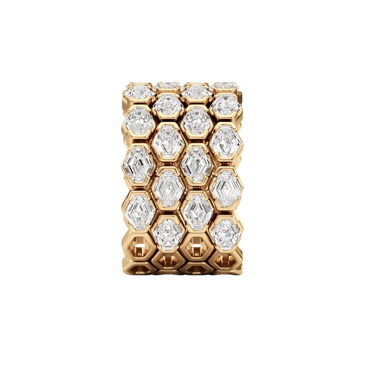 Hexagon Lab-Grown Diamond & Moissanite Half Eternity Band Ring