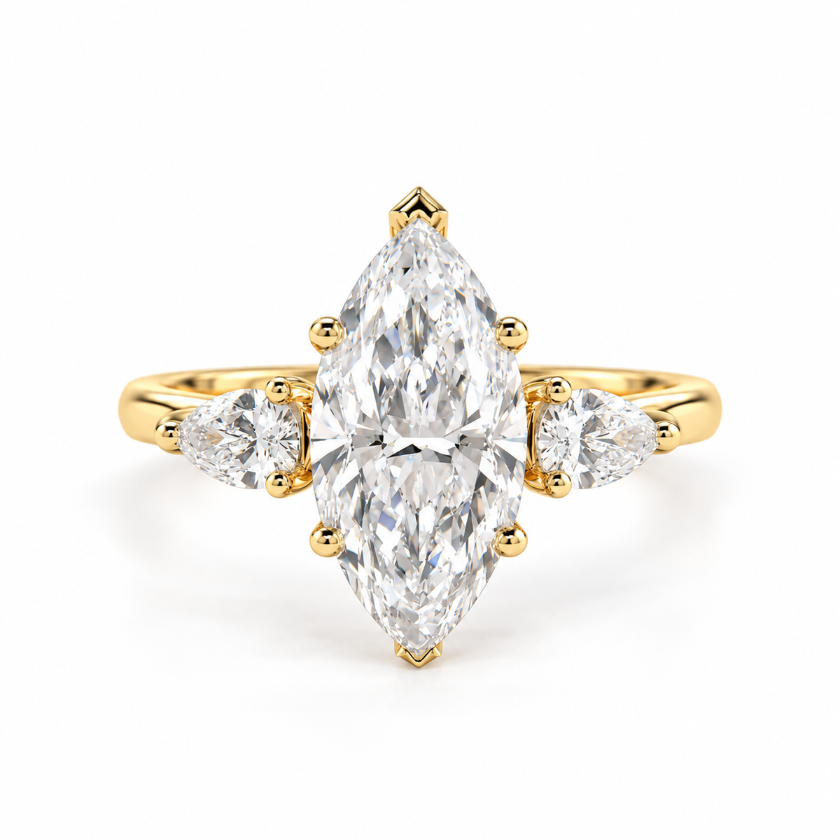 2 Carat Marquise Engagement Ring Three Stone Lab Diamond Ring