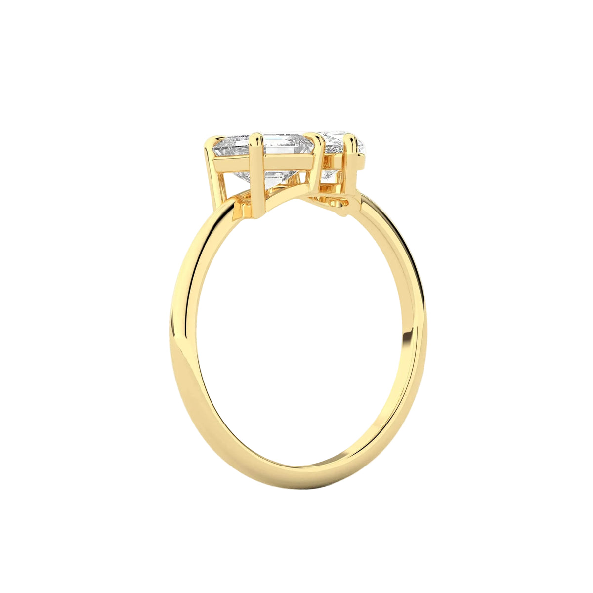 asscher lab grown diamond engagement ring in silver, top view