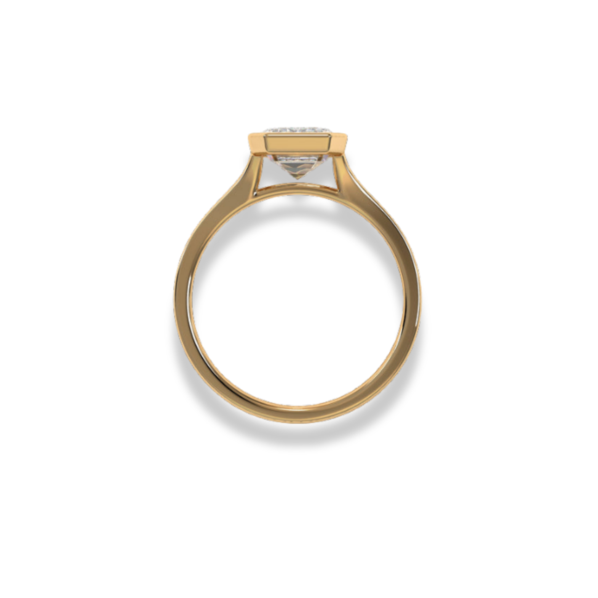 Emerald Cut Lab Grown Diamond & Moissanite Solitaire Engagement Ring – Bezel Setting