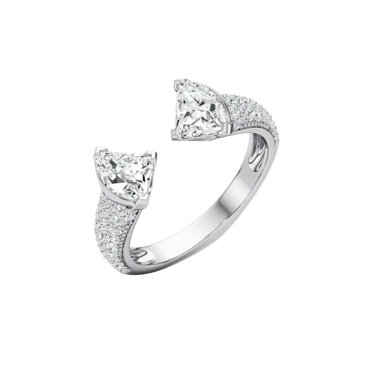 Trillion Cut Toi et Moi Lab-Grown Diamond & Moissanite Ring
