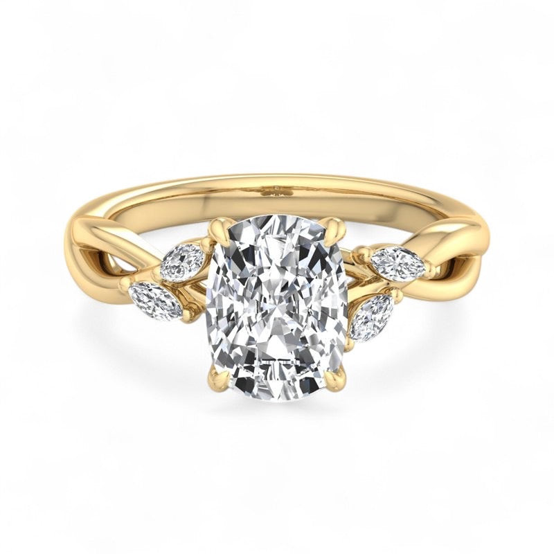 1.60 Carat Elongated Cushion Lab Grown Diamond Twig Engagement Ring