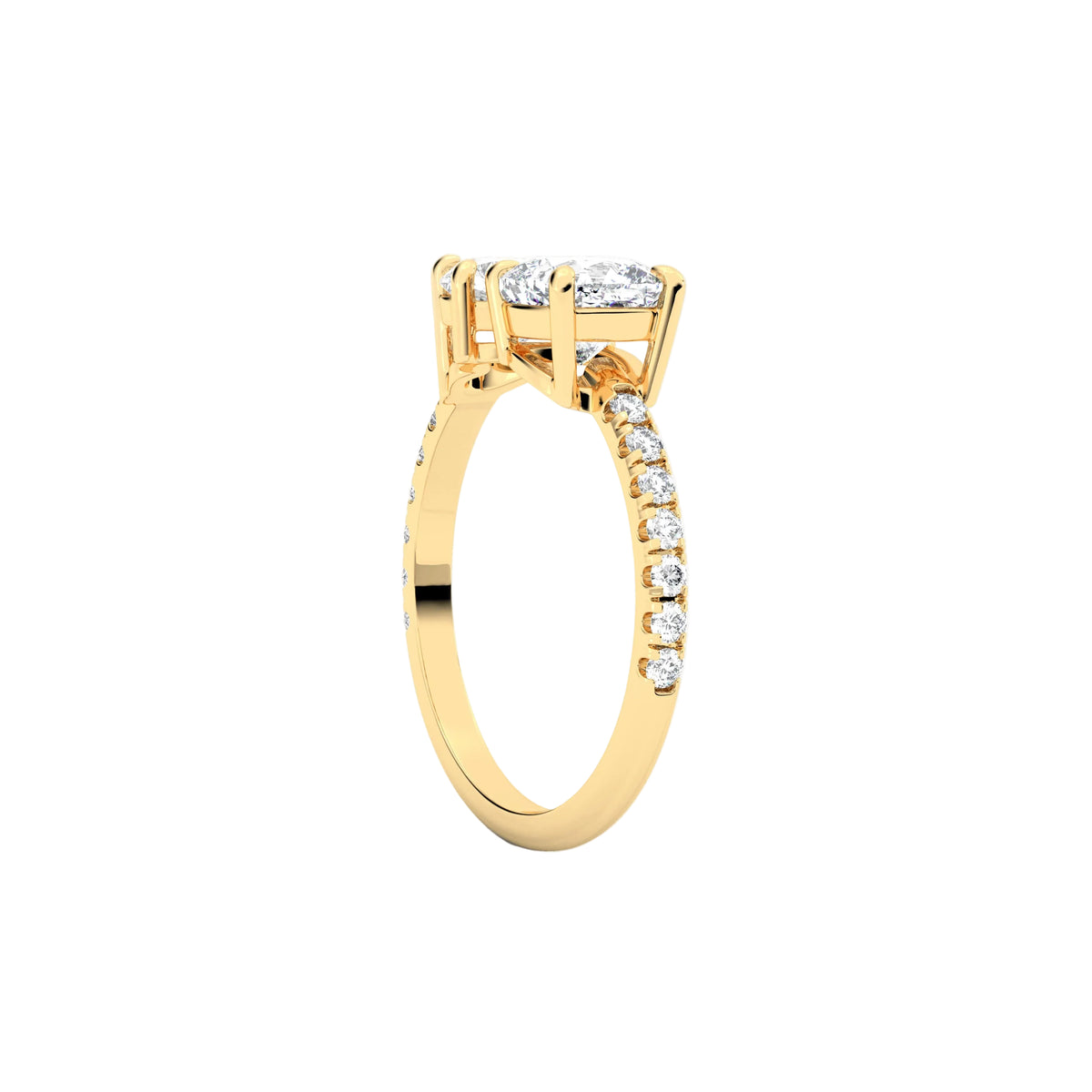 Toi-Et-Moi Cushion and Heart Shaped Engagement Ring