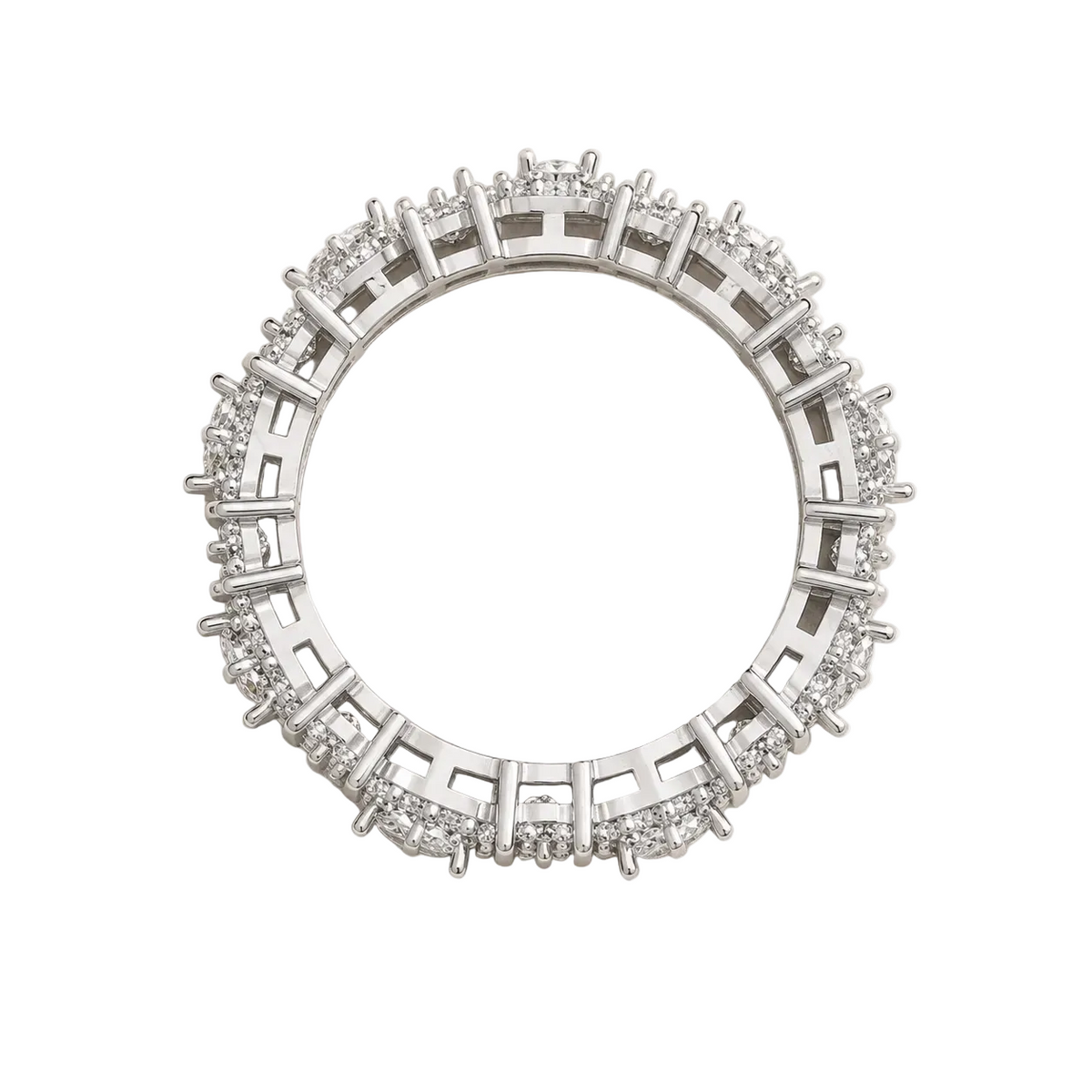 oval lab grown diamond wedding band in 14k gold, top view