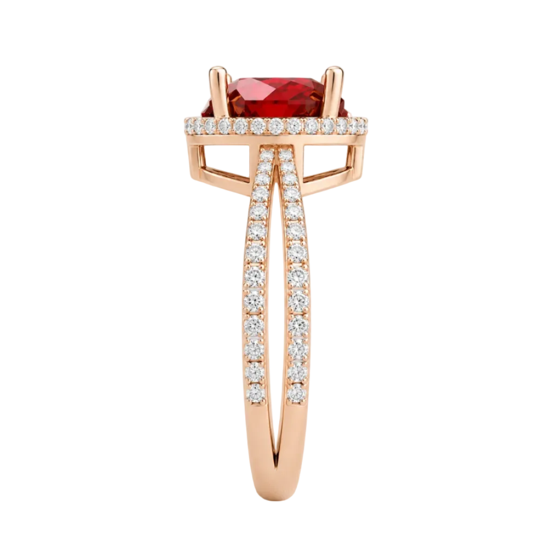 Heart Cut Lab Grown Diamond & Moissanite Halo Engagement Ring with Triple Row Pavé Band