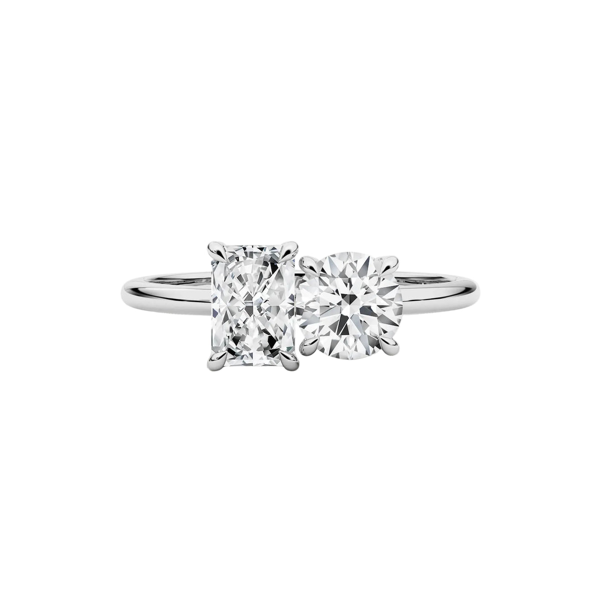 Toi-Et-moi Round and Radiant Lab Diamond Engagement Ring