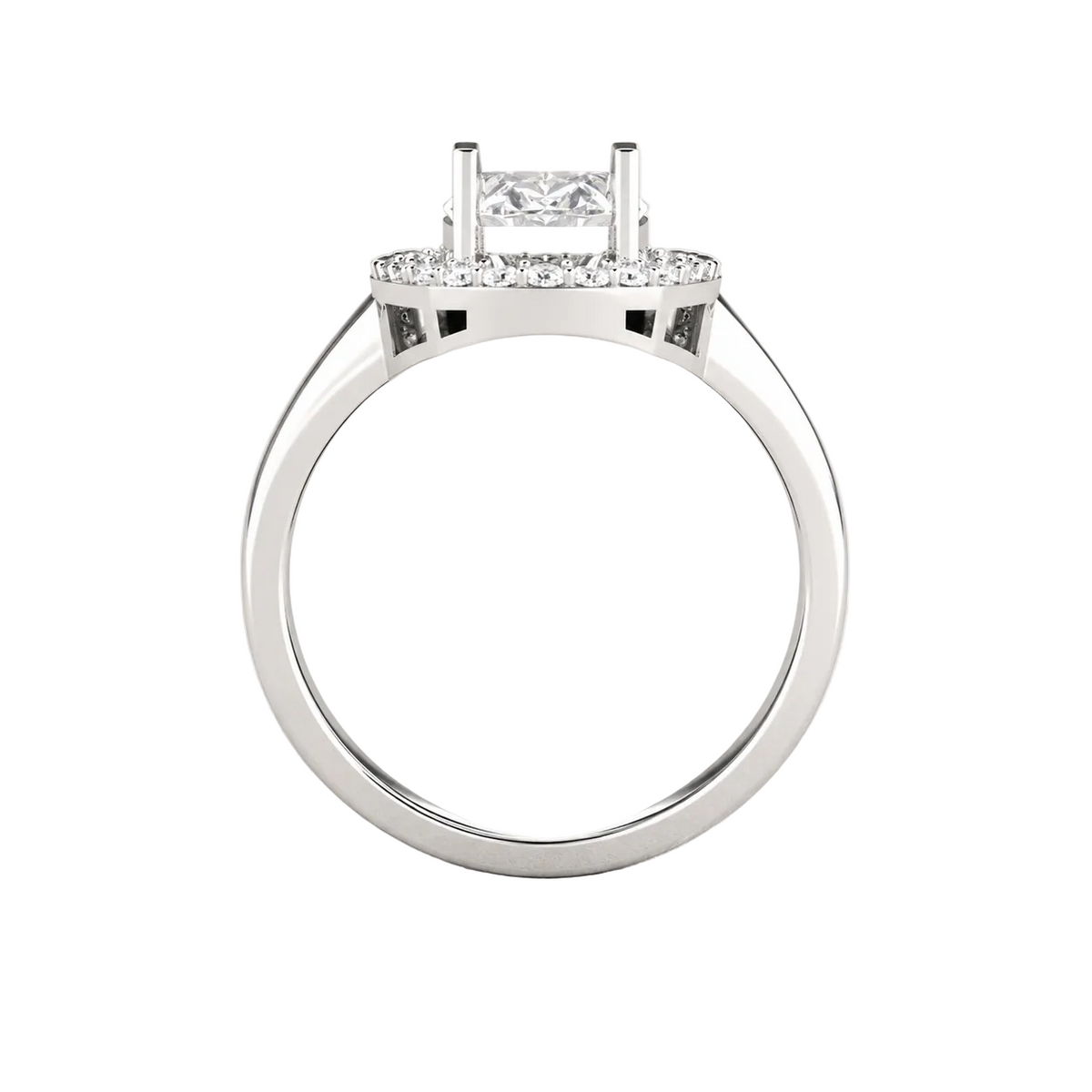 Oval Cut Lab Grown Diamond & Moissanite Halo Engagement Ring with Pavé Halo