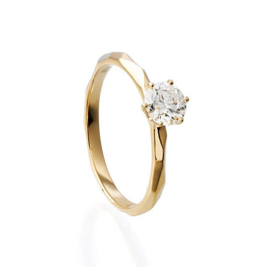 0.50 ct Round Brilliant Cut Lab Grown Diamond & Moissanite Ring -- 2.30gm